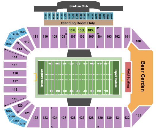 Toyota Stadium Frisco Bowl Seating Chart